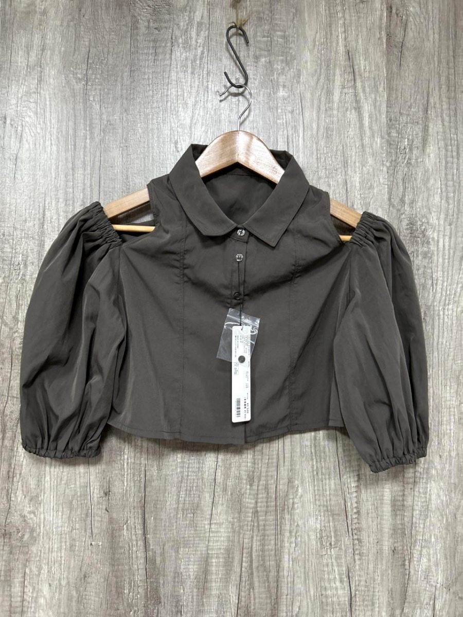 ネコポスOK 美品 Heather ヘザー 肩だし シャツ sizeF/チャコールグレー ■◇ レディース拍卖