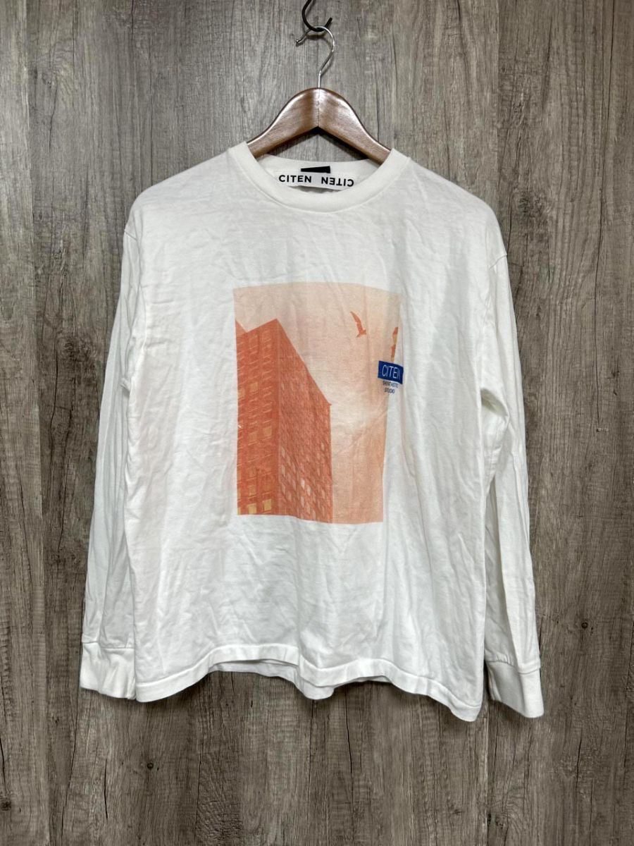 ネコポスOK CITEN シテン 長袖 プリント ロング Tシャツ sizeM/白 ■◇ レディース拍卖