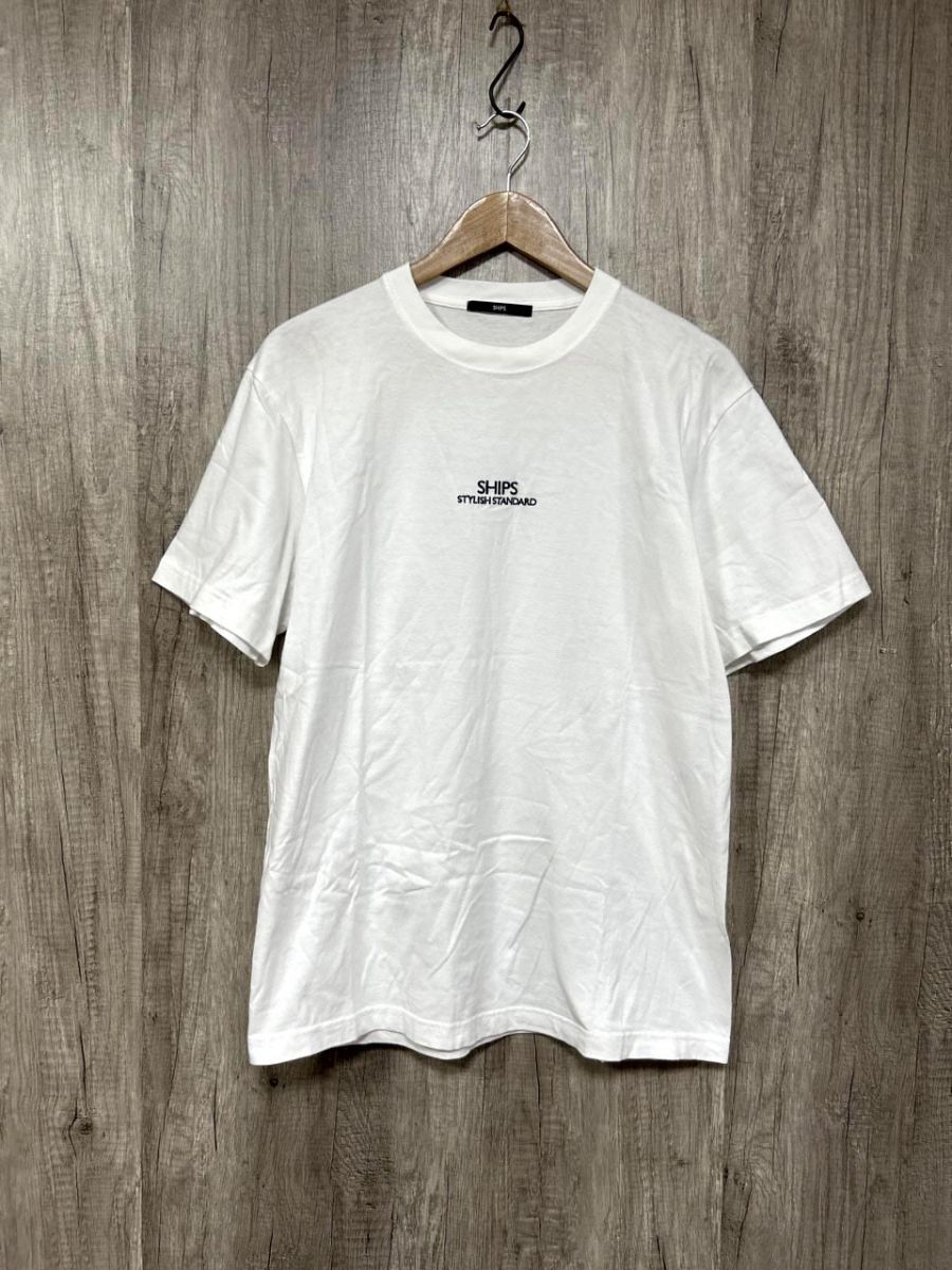 SHIPS シップス 刺繍ロゴ Tシャツ sizeL/白 ■◆ メンズ メンズ拍卖