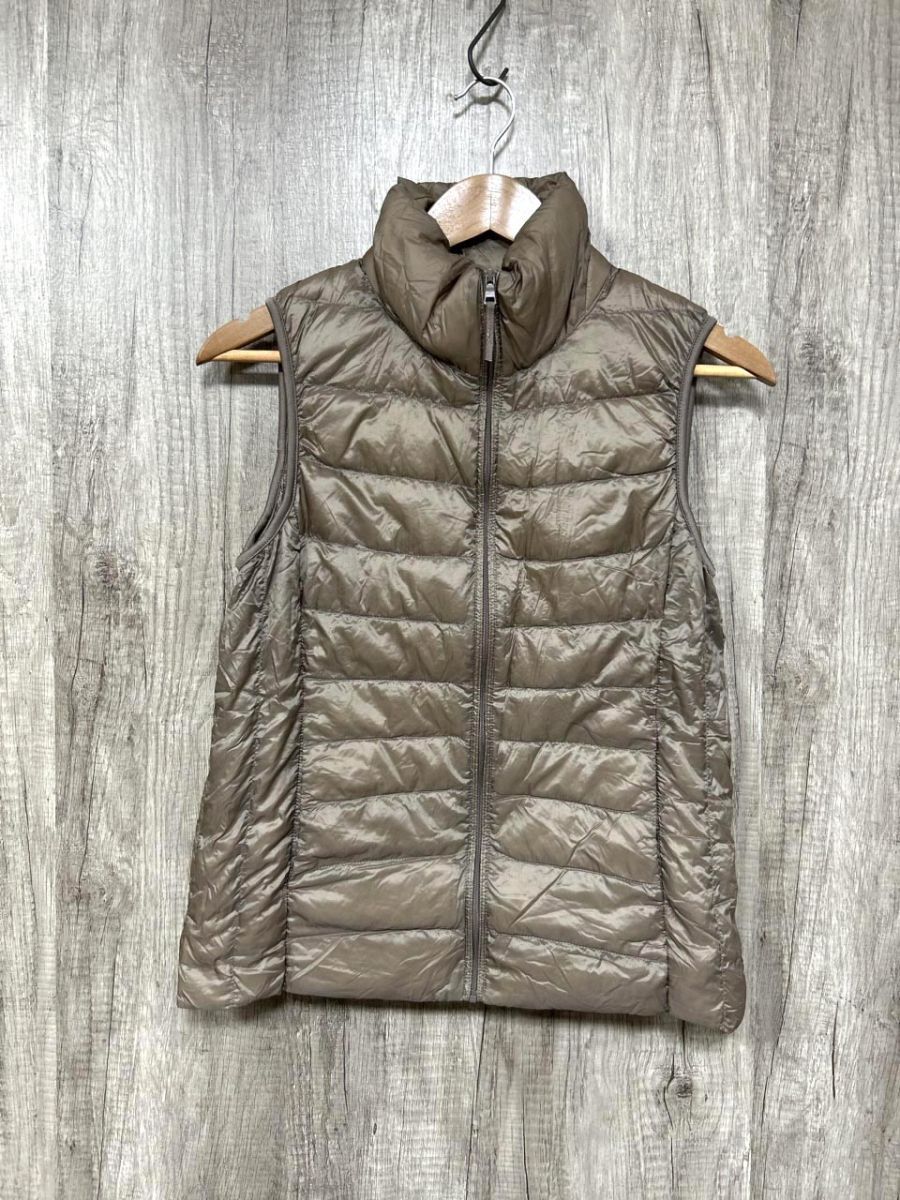 UNIQLO ユニクロ ウルトラライト ダウン ベスト sizeM/グレージュ ◆■ レディース レディース拍卖
