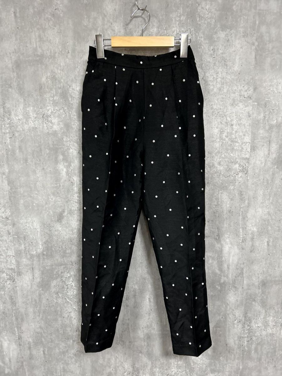 エルフランク ELFRANK ドットジャガードセミワイドタックパンツ クロップド パンツ sizeF/黒 ■■ レディース拍卖