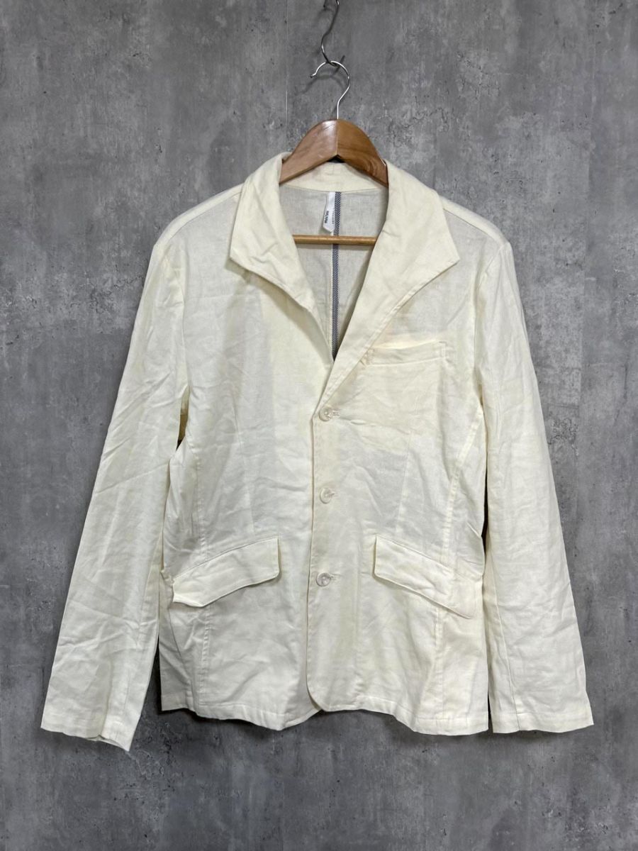 HALHAM 無地 胸ポケット 綿麻シャツ シャツ sizeL/キナリ ■◇ メンズ拍卖