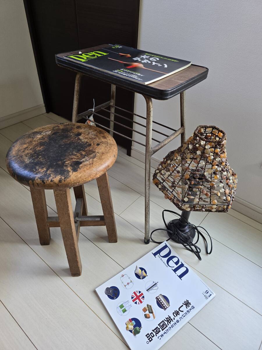 木製スツール ビーズライト サイドテーブル&コンソール 理科室 実験室 アジアン レトロ "shabby" キャンプ時も~拍卖