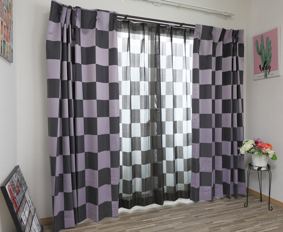 4枚セット売り 新品 遮光&レースカーテン 幅150㎝ 丈178cm(4枚組)SET-101PU 送料込み(一部地域を除き)拍卖