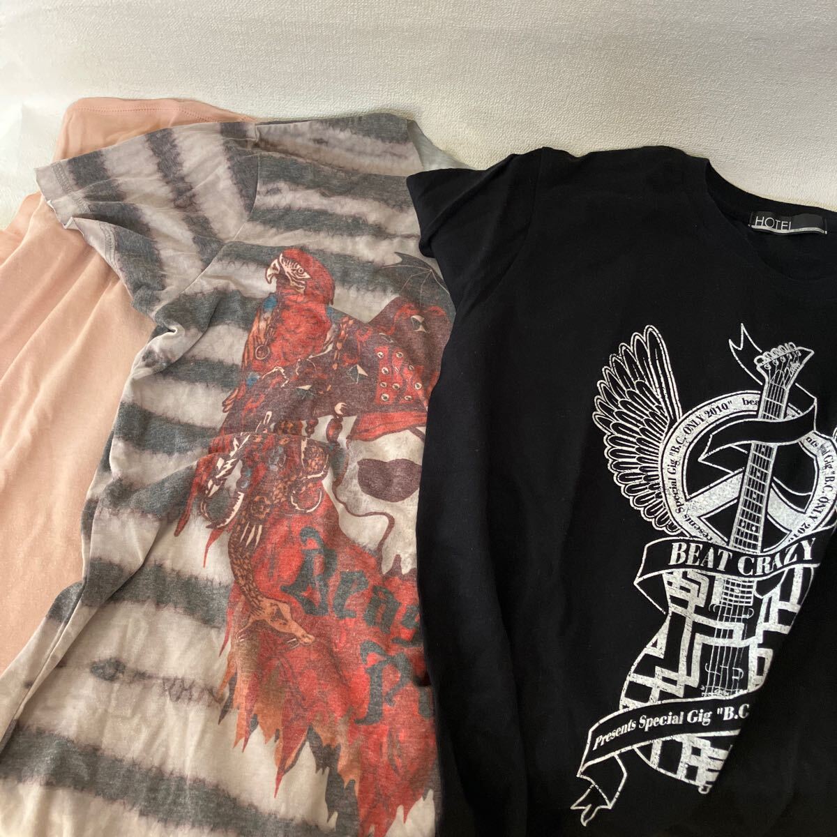 c896 60 Tシャツ 3枚セット VAMPS Beast Party 2015 BEAT CRAZY HOTEI 他 古着 まとめて 半袖 プリント ブラック スカル ツアーT 汚れ有り拍卖