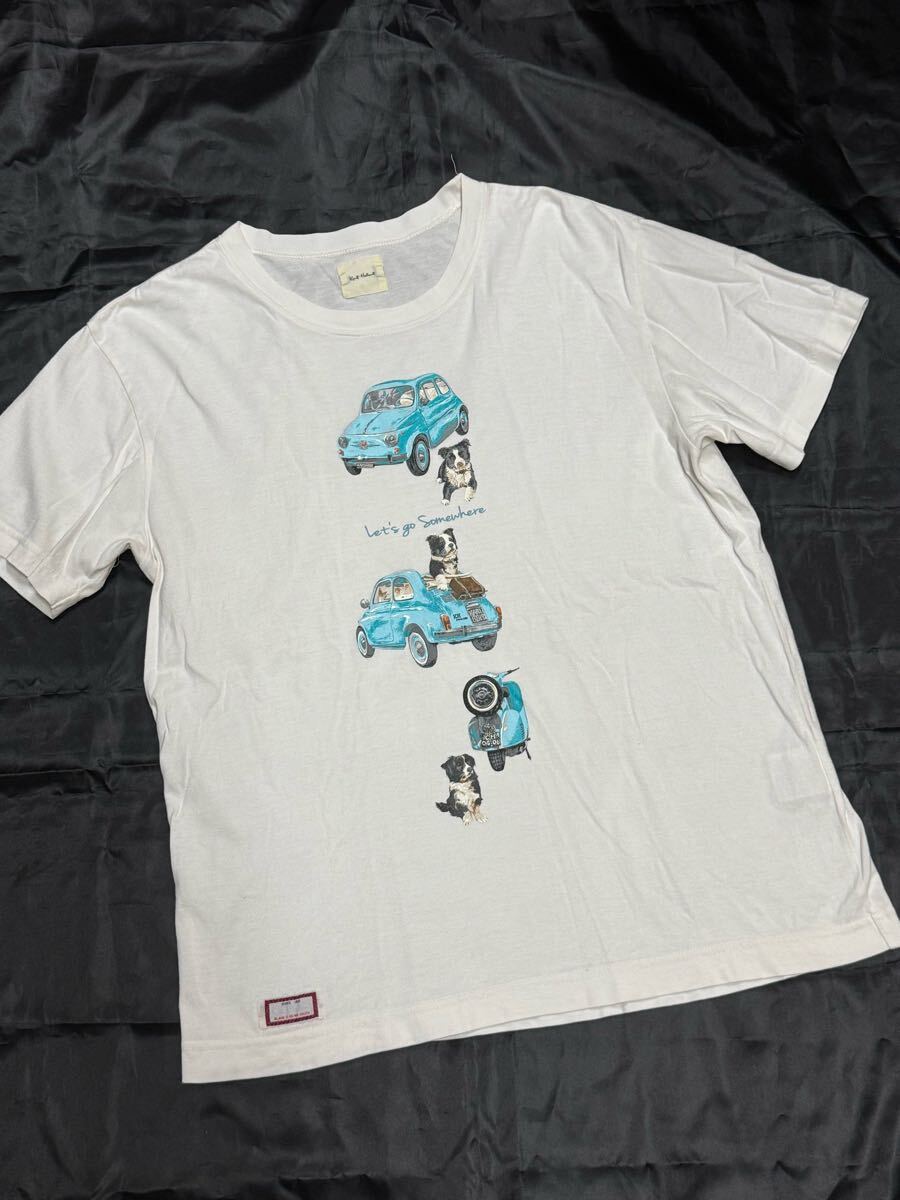 【お値下げ】NO962☆カールヘルム 車と犬のイラストが可愛い 半袖 Tシャツ 白系拍卖