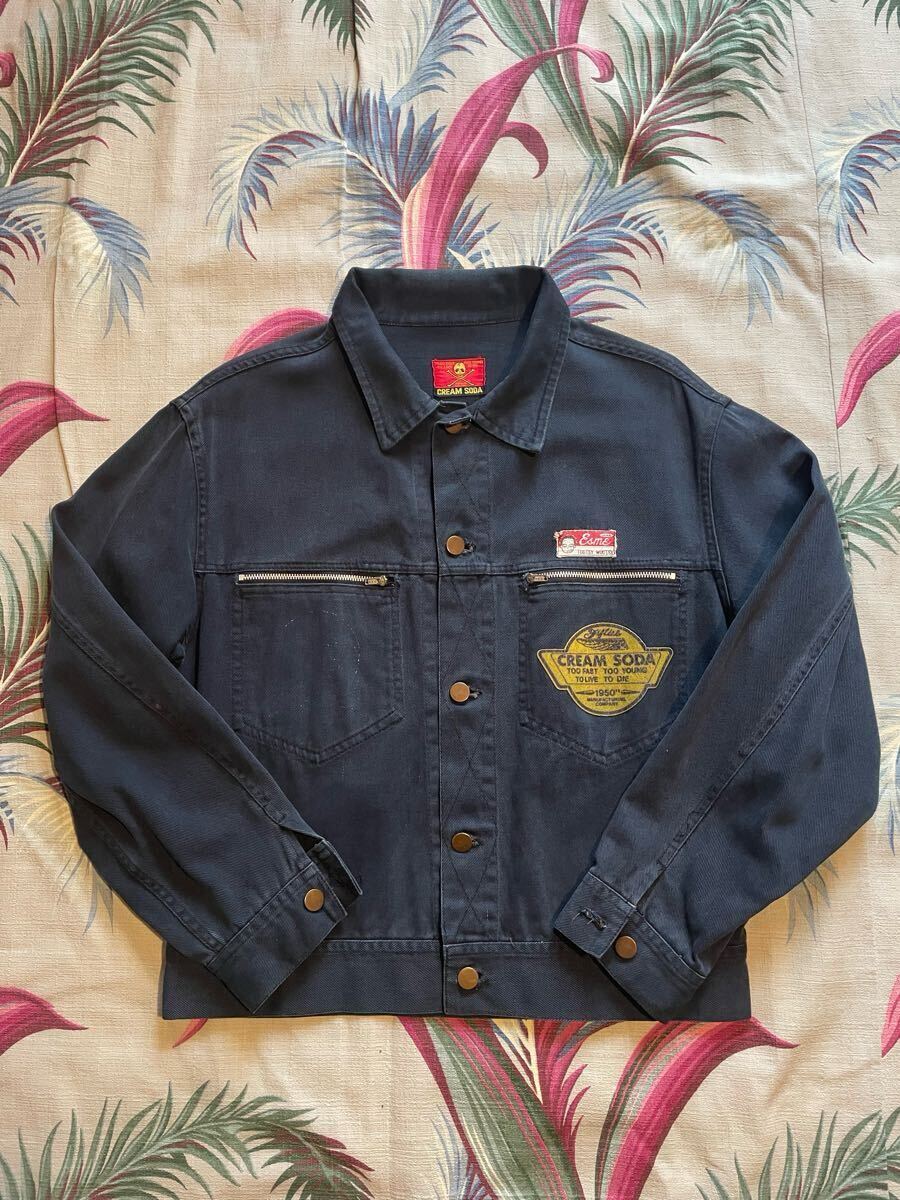 CREAMSODA PINK DRAGON 当時 金タグ エスミー Gジャン  デニムジャケット クリームソーダ ロカビリー 80's拍卖