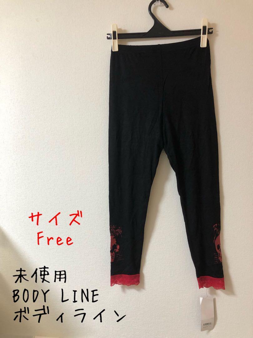 未使用 BODY LINE ボディライン ドクロ レギンス ゴスロリ 黒赤拍卖