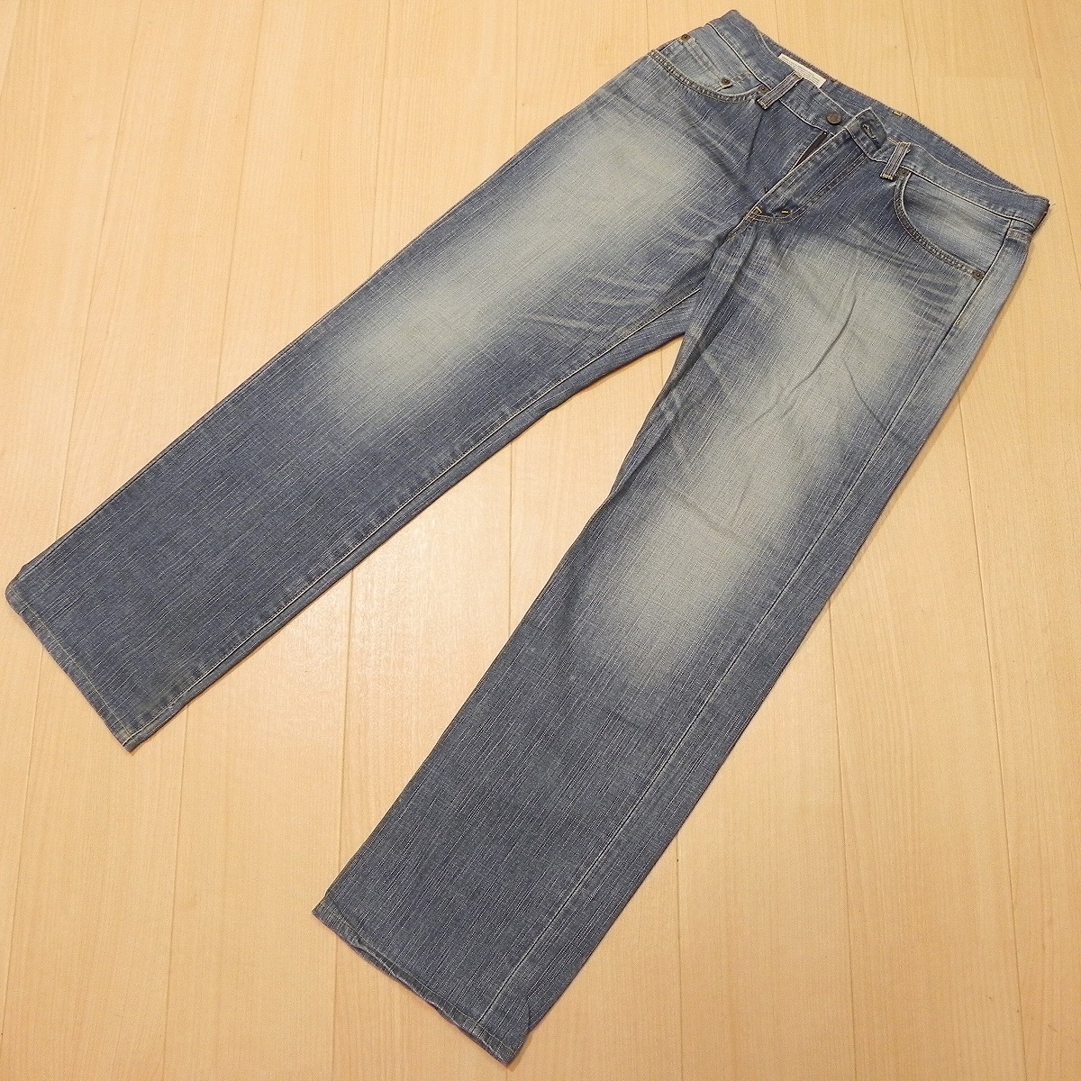 )477★ 日本製 EDWIN エドウィン 503 050303 レギュラーストレート ユーズド加工 ジーンズ デニムパンツ W32 古着 即決 ★拍卖