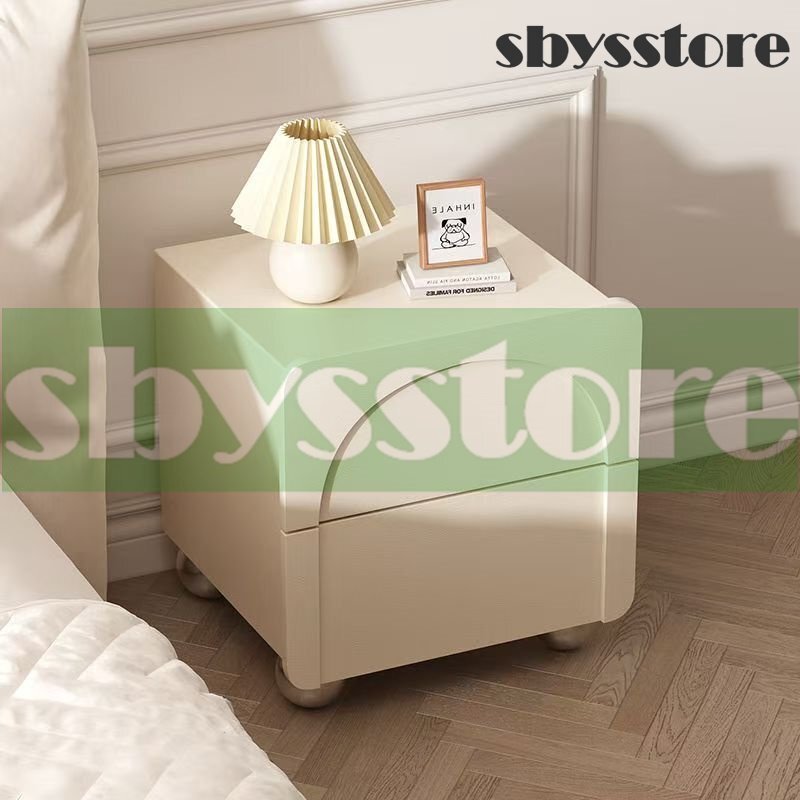 ベッドサイドテーブル 引き出し2つ付きのモダンなナイトスタンドテーブル 寝室リビングルーム用サイドテーブル 50cm ベージュ拍卖