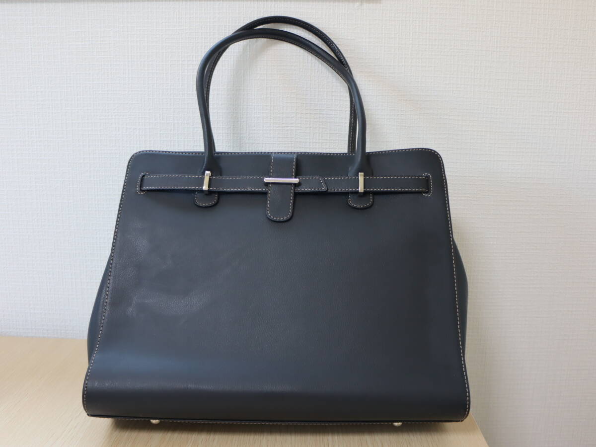 Hamano 傳濱野 デンハマノ レザー トートバッグ ブラック 黒 スクエア カバン A4収納可 皇室御用達 (管90226)拍卖