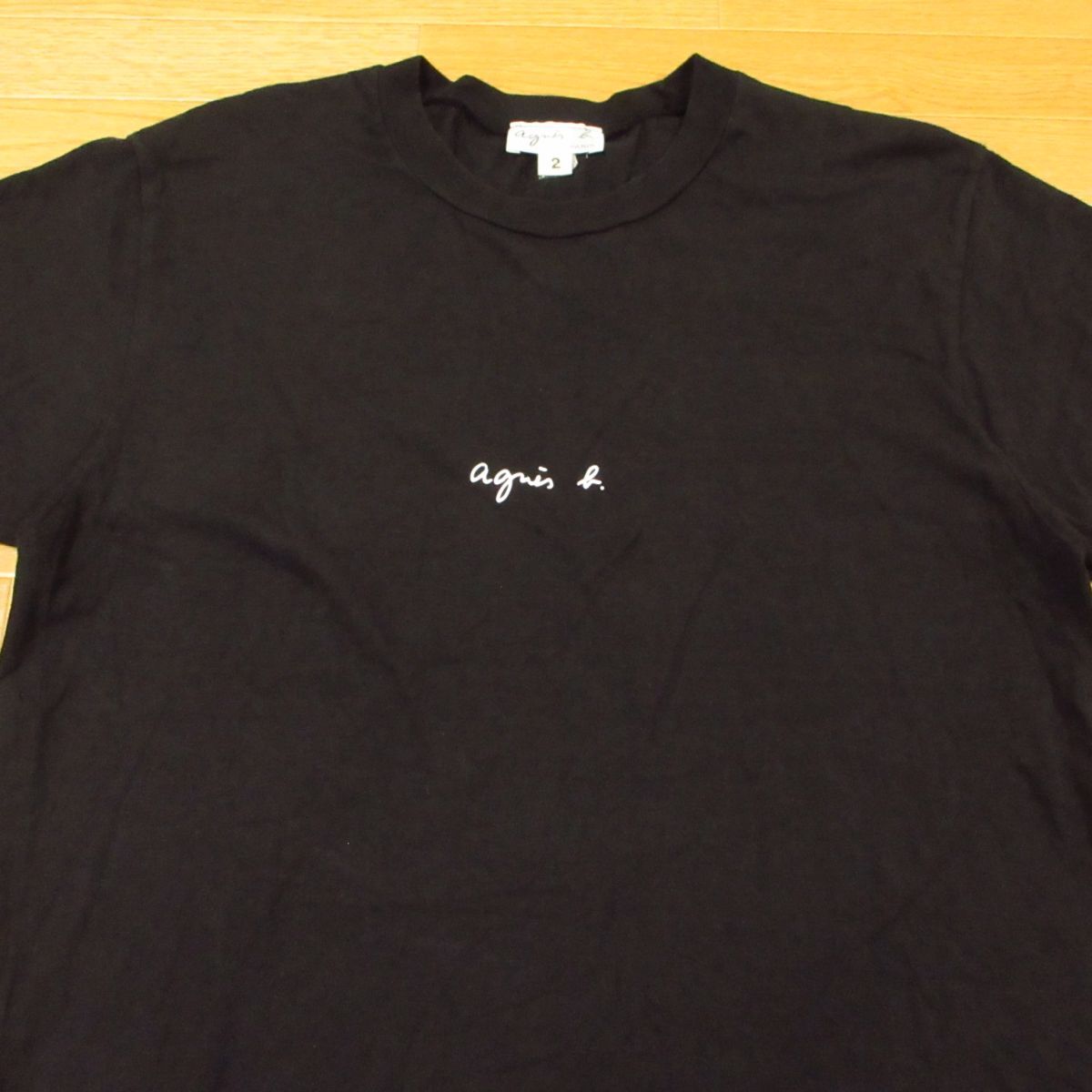 ◎agnes b. アニエスベー ロゴ Tシャツ 半袖 Tee シングルステッチ カジュアル シンプル メンズ 黒 ブラック サイズ2◆AA3983拍卖