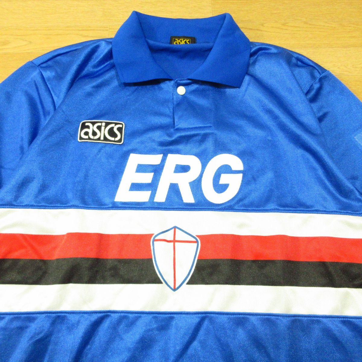 ◎90s UCサンプドリア 92/94 aiscs アシックス ゲームシャツ サッカー ヴィンテージ ユニフォーム メンズ ホーム Lサイズ◆AU0522拍卖