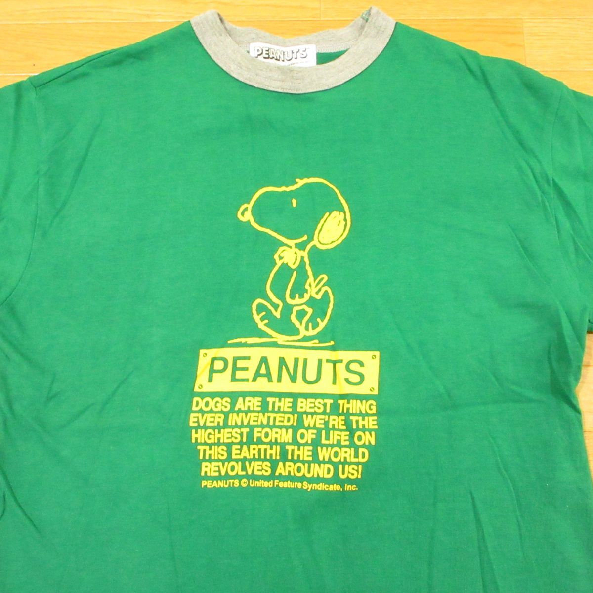 ◎美品 90s!スヌーピー PEANUTS ピーナッツ リンガー Tシャツ ヴィンテージ デッドストック メンズ 緑 Lサイズ◆AA4002拍卖
