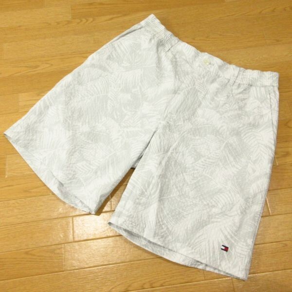 ◎極美品!TOMMY HILFIGER GOLF トミー ヒルフィガーゴルフ リーフプリント ハーフ ショートパンツ メンズ グレー Mサイズ◆PA3349拍卖