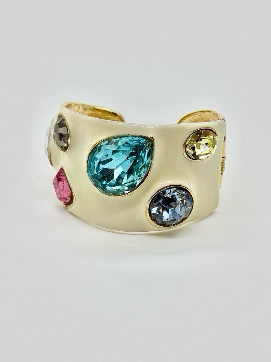 【USED】ヴィンテージ 70s Kenneth Jay Lane ケネスジェイレーン マルチカラー ビジュー エナメル バングル カフ チャンキー レア拍卖