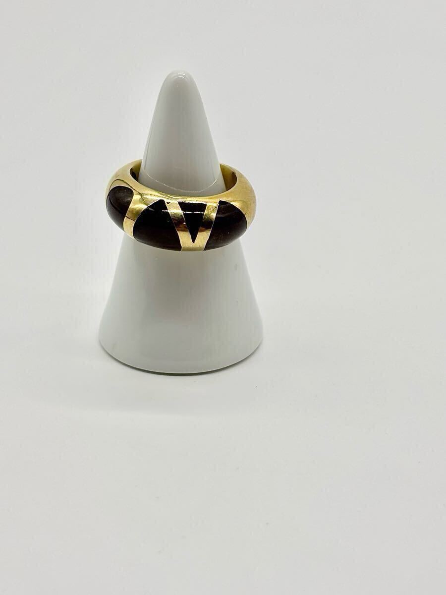 【美品】ゴールドコーティング デザインリング 13号 ラメブラウン×ゴールド ボリューミー コスチュームジュエリー レジン 樹脂拍卖