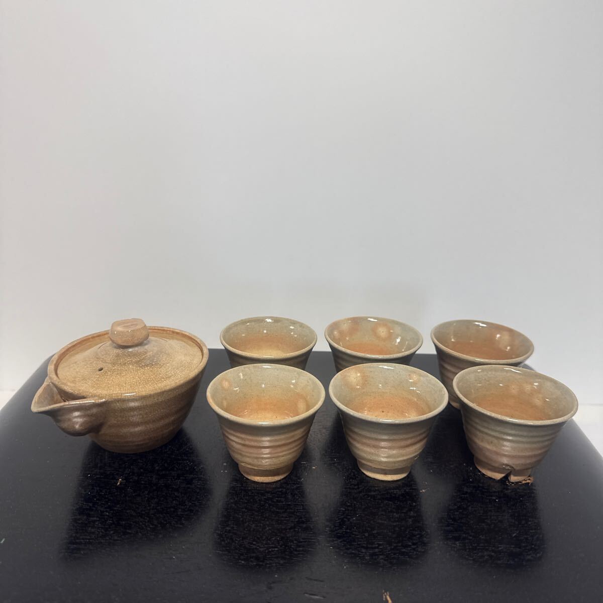 初出し品 萩焼  煎茶器  湯呑5客  急須  煎茶道具 在名 ★広島発送★拍卖