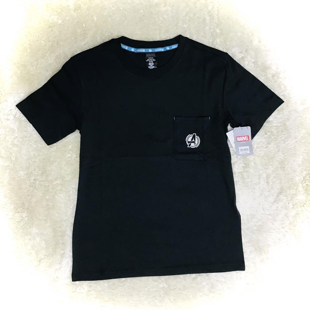 【タグ付き未使用品】MARVEL 黒 Tシャツ QUINJET DIVISION マーベル ポケット付 半袖 ディズニー拍卖