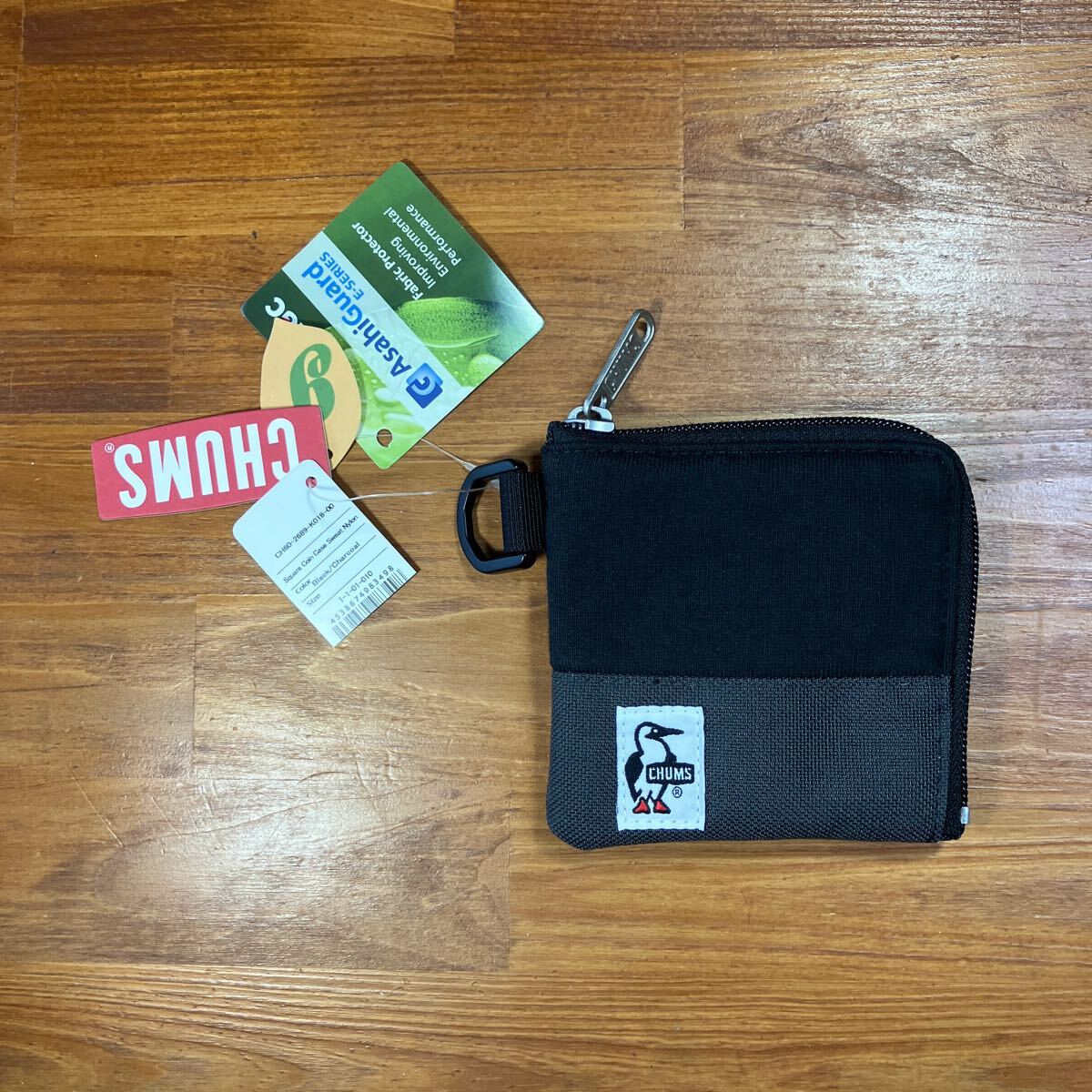 【送料無料/新品】CH60-2689 CHUMS チャムス スクエアコインケーススウェットナイロン(コインケース/財布) Black/Charcoal拍卖