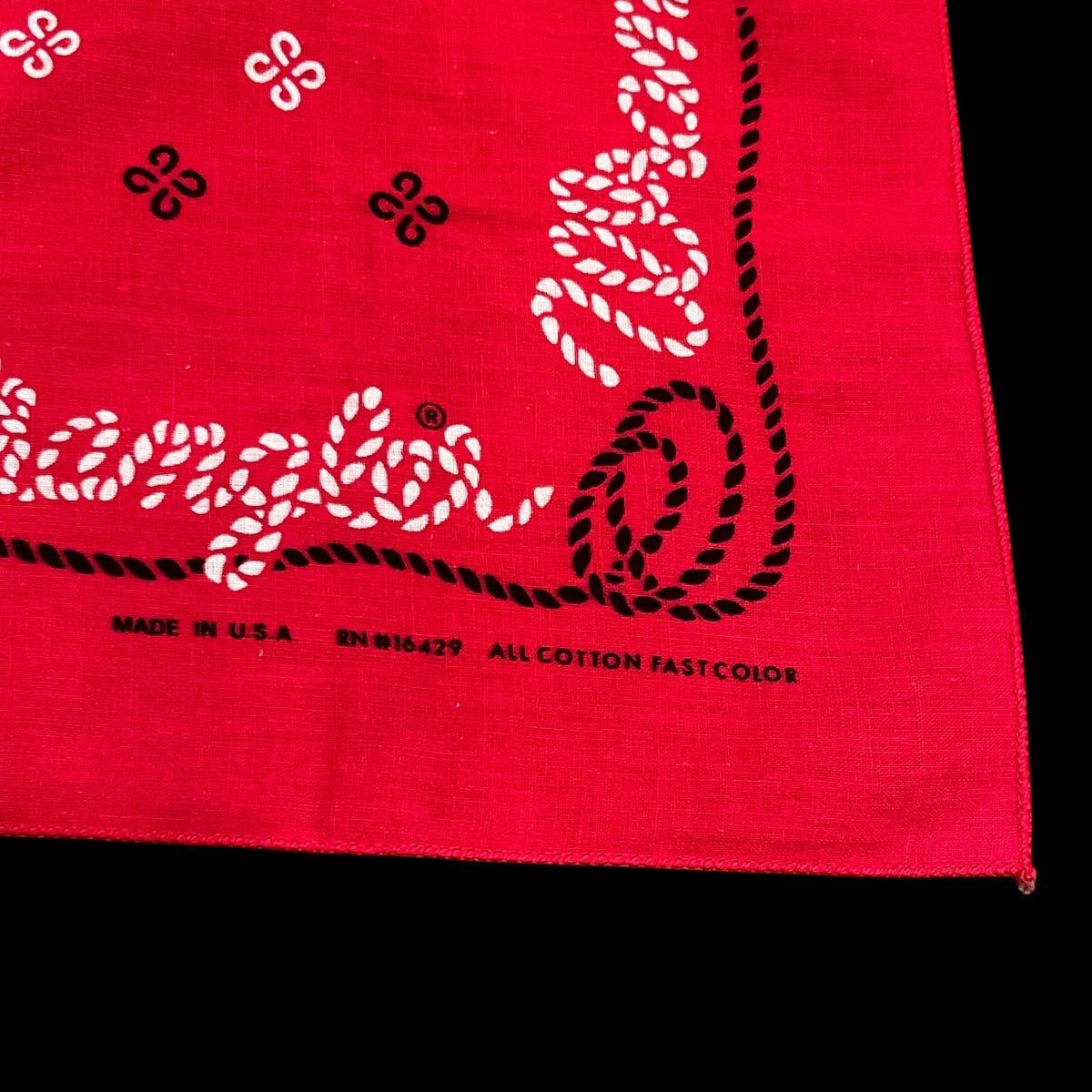 ビンテージ バンダナ wrangler ラングラー 赤 FAST COLOR USA vintage 古着 拍卖