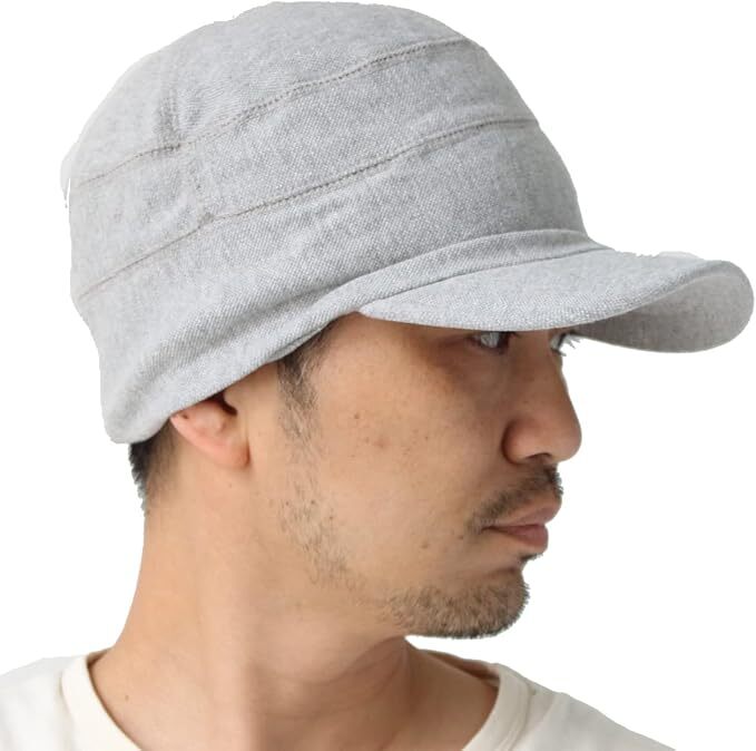 <Lサイズ><グレー>Regnuu コットン 鹿の子ワークキャップ 帽子 メンズ 夏用 レディース 春 夏 春夏拍卖