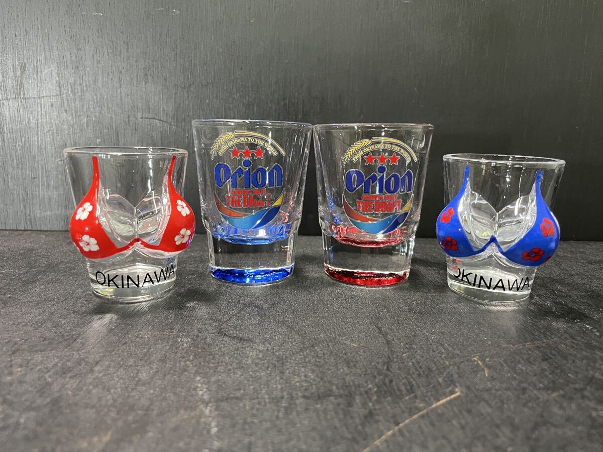ショットグラス オリオンビール ビキニ 沖縄 ブルー レッド おしゃれ インテリア コレクション拍卖