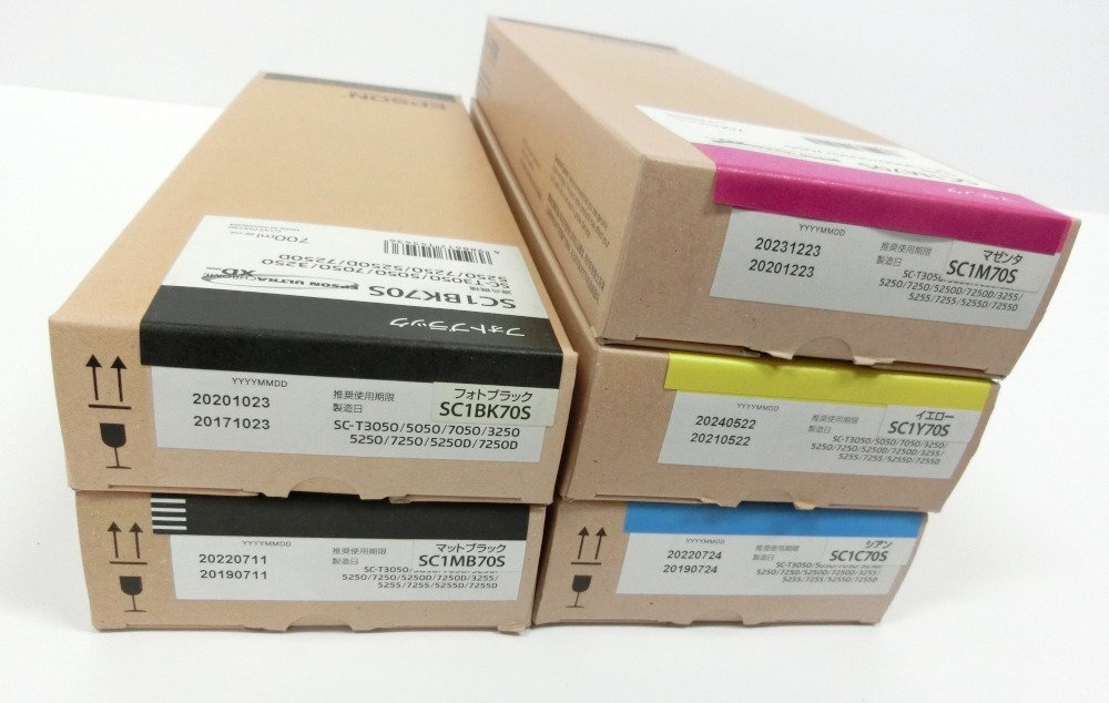 5色セット EPSON 純正 インクカートリッジ (SC1BK70S / SC1MB70S / SC1C70S / SC1M70S / SC1Y70S) 各1本 未使用品拍卖