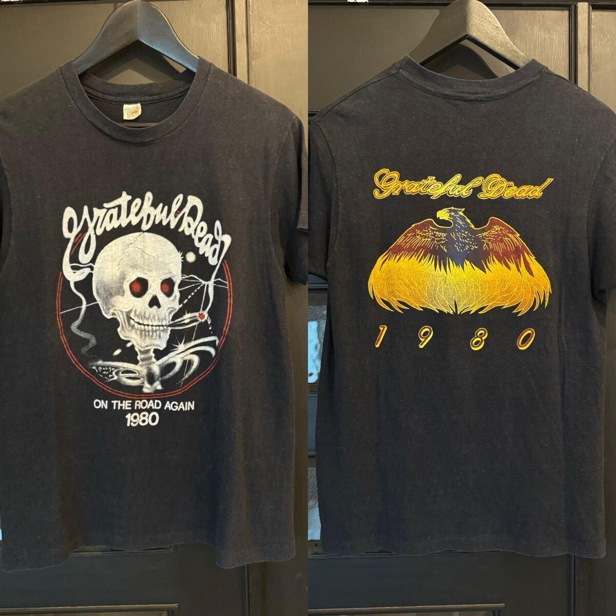 貴重 1980年 グレイトフルデッド Grateful Dead ヴィンテージ Tシャツ スタンリーマウス スカル ロックT 70s 80s バンド 黒 M拍卖