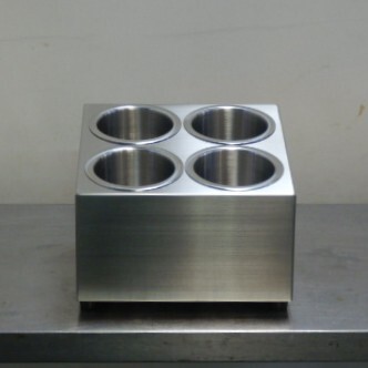 業務用 18-8ステンレス シルバーティナー 2列4穴 W26D27H20cm 穴φ97深133mm 2.44kg アメリカンシリンダー カトラリースタンド拍卖