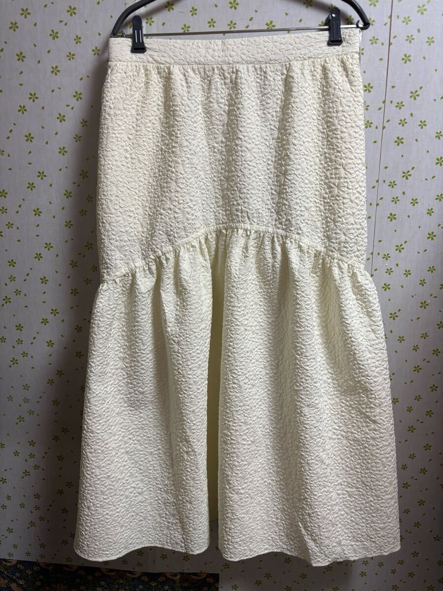 3Lサイズ アイボリー ティアードロングスカート スカート拍卖