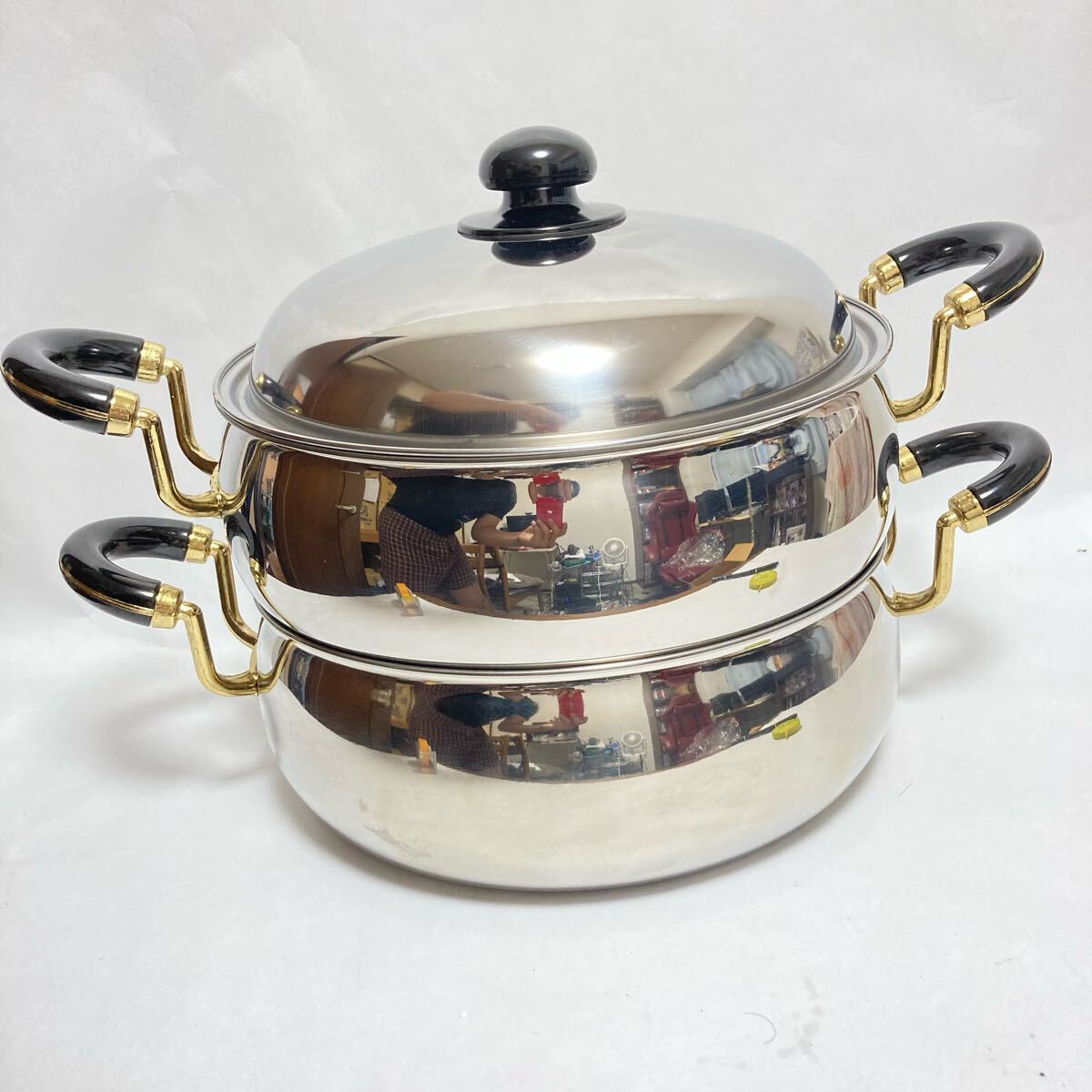 ステンレス製 二段蒸し器 ビッグスター 29cm 6.2 調理器具 昭和レトロ N.M拍卖