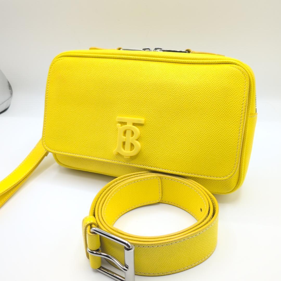 良品バーバリー ショルダーバッグ クロスボディバッグ レザー イエロー 0GR拍卖