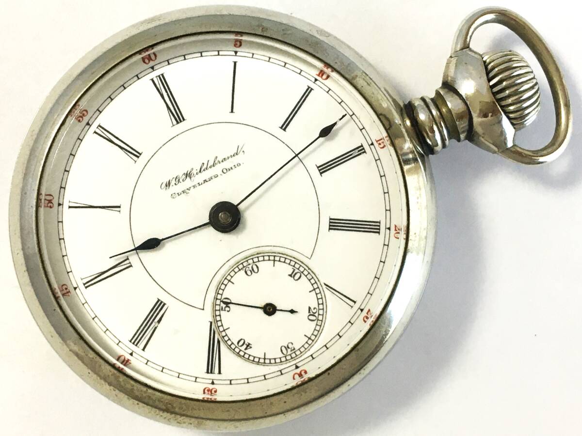 1894年製◆ILLINOIS W.G.Hildenrand CLEVELAND,OHIO. 大型18S 11石 Gr,99 イリノイ大型懐中時計◆拍卖