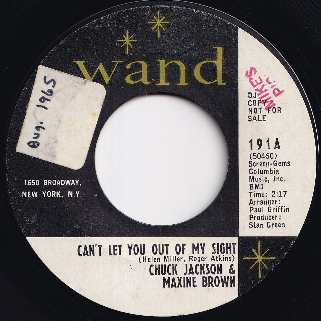 Chuck Jackson, Maxine Brown Can't Let You Out Of My Sight / Don't Go Wand US 191 211695 SOUL ソウル レコード 7インチ 45拍卖