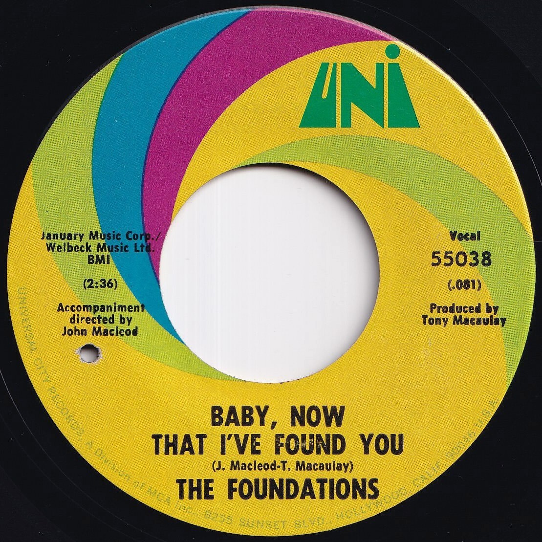 Foundations Baby, Now That I've Found You / Come On Back To Me UNI US 55038 211726 SOUL ソウル レコード 7インチ 45拍卖
