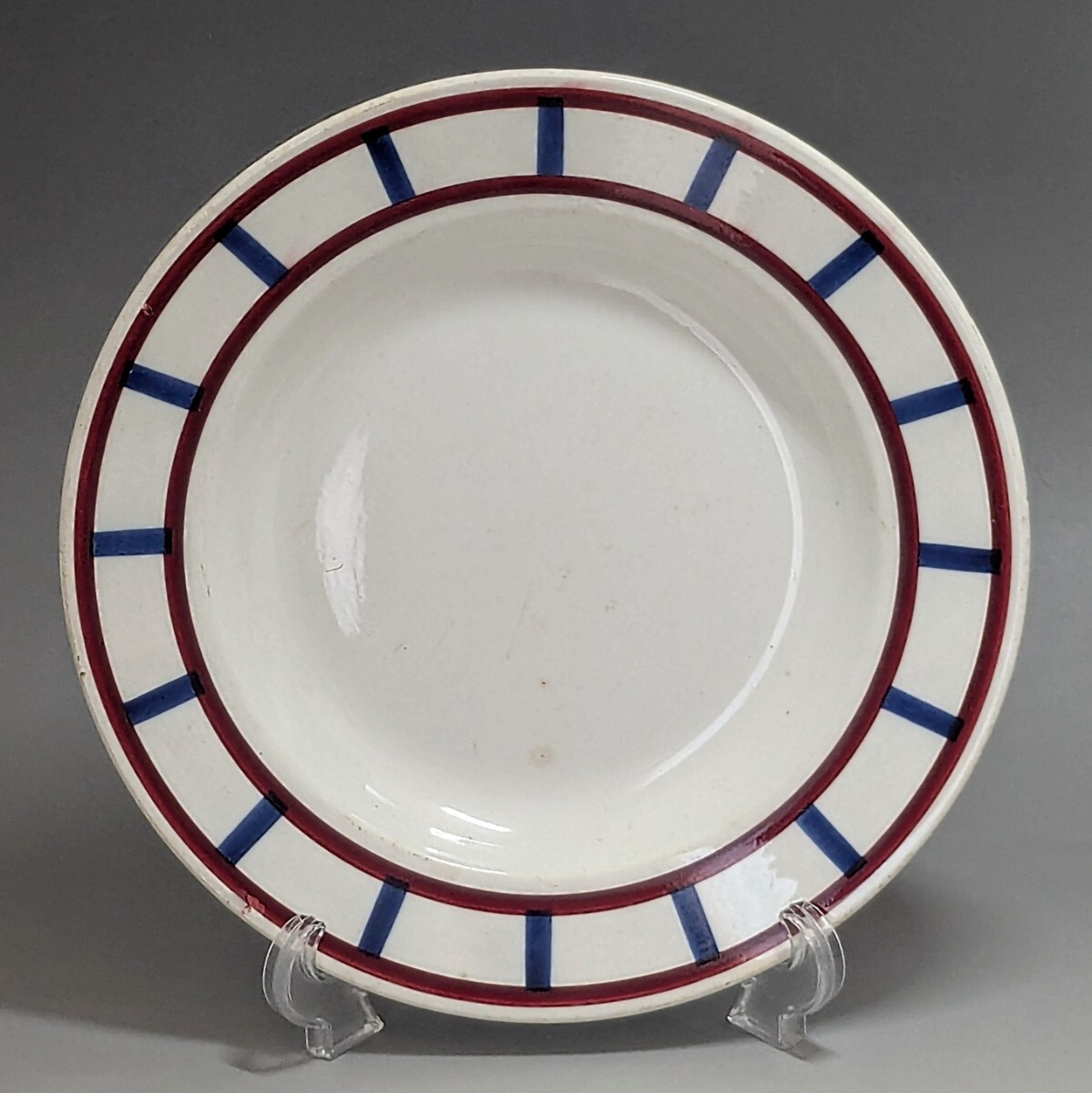 フランス アンティーク Creil et Montereau クレイユモントロー / “Bearn” バスク柄のプレート 平皿23.7cm拍卖