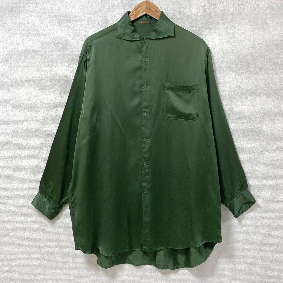80s 90s Y's for men オーバーサイズ サテン 長袖 シャツ グリーン ワイズフォーメン VINTAGE archive 3110322拍卖