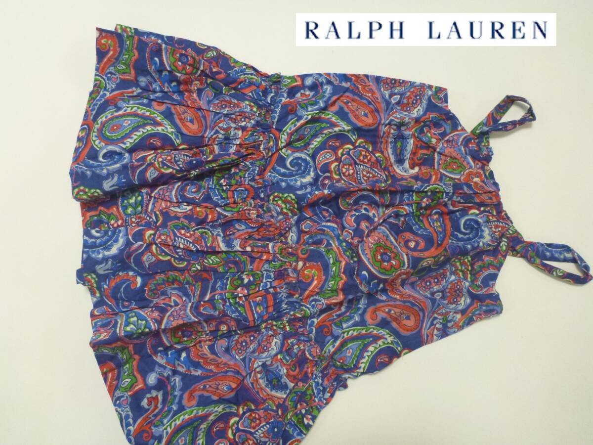 超美品 RALPH LAUREN ラルフローレン ★紺×カラフル ワンピース 4 110 ペイズリー柄拍卖