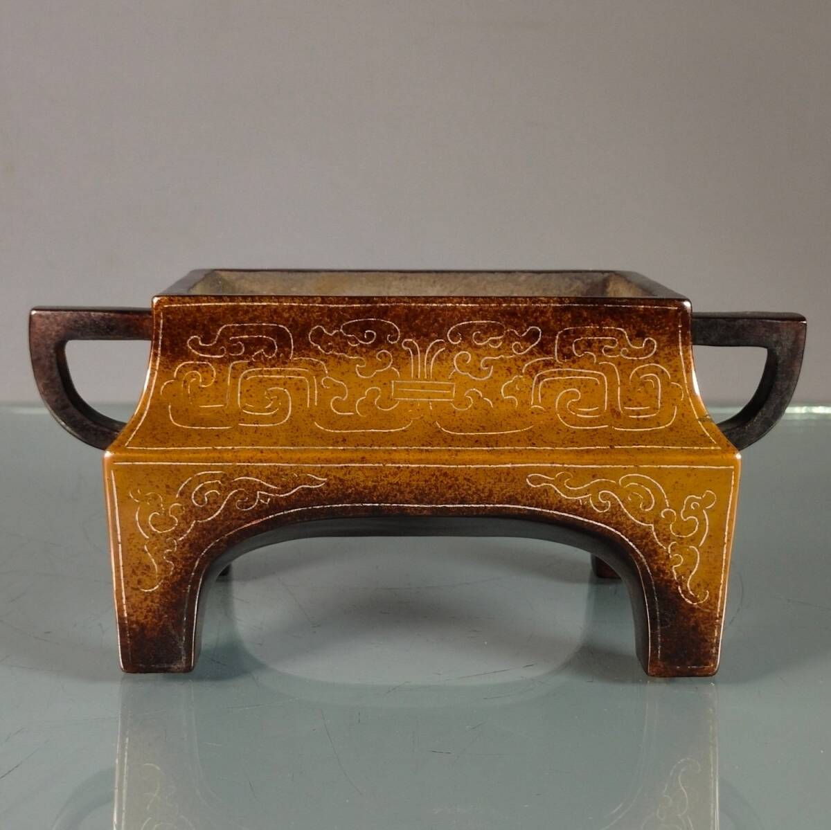 秘藏 大明 宣德年製 紫銅 銀絲 香炉 銅製品 銅器 極細工 中国古玩 骨董品 古美味 S77拍卖