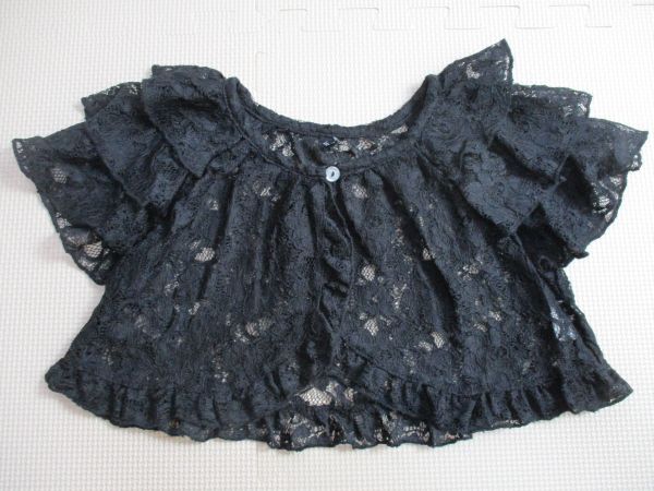 BG606【Party Pick・パーティ ピック】総レース 半袖 カーディガン 女児 黒 120拍卖