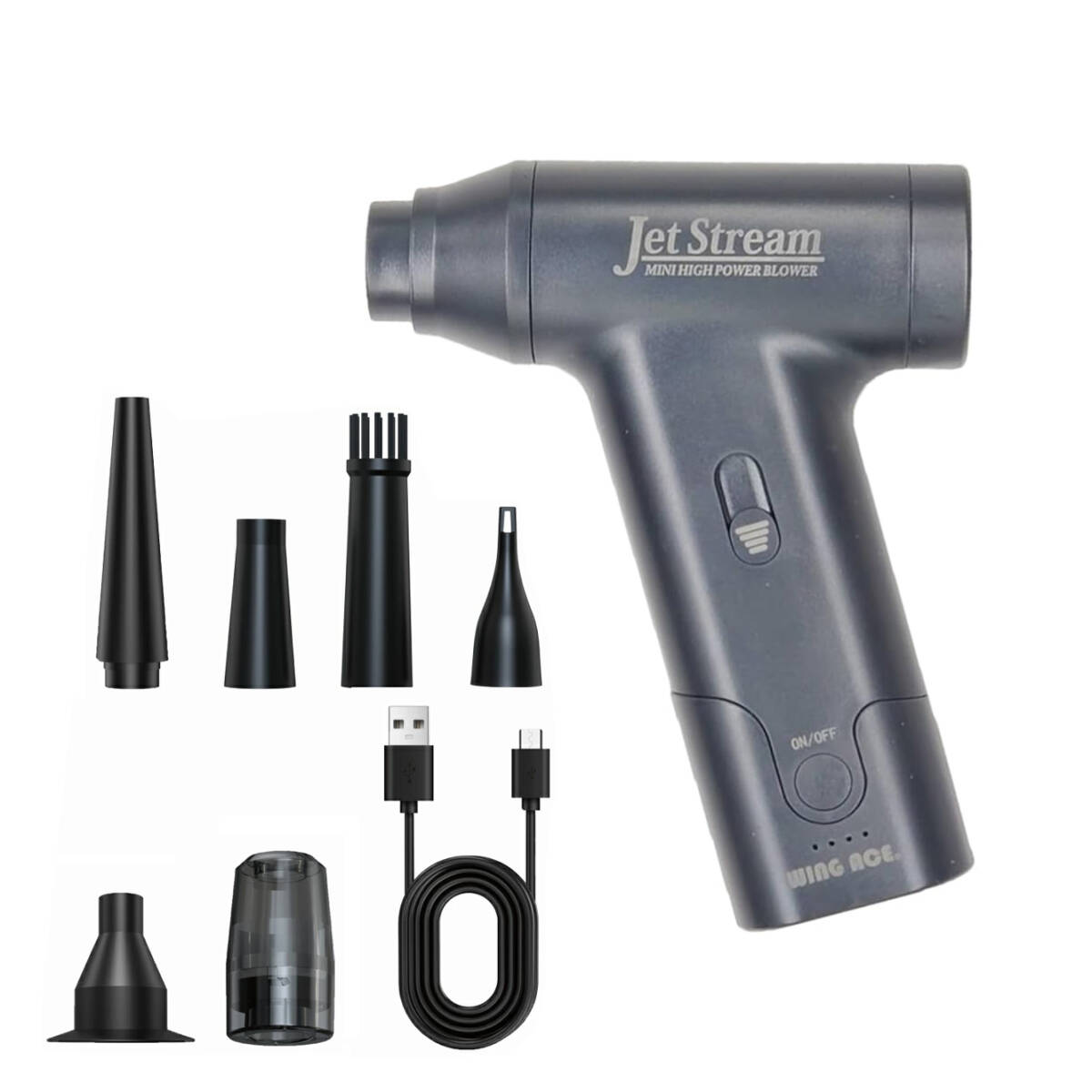 充電式ミニブロワー ジェットストリーム JET-J02 エアダスター 噴射 吸引 強力エアブロアー 空気入れ 空気抜き WING ACE拍卖