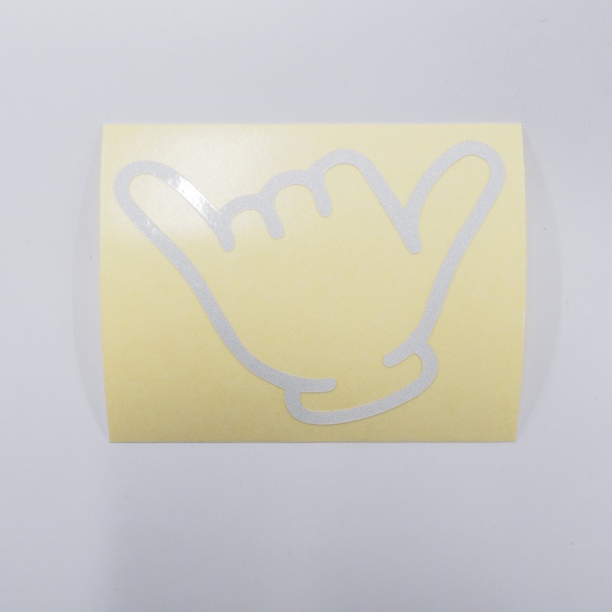 (反射) ハングルース ステッカー 8cm 白 アロハ hangloose シャカ shaka ワンポイント 面白 リフレクター ありがとう 感謝拍卖