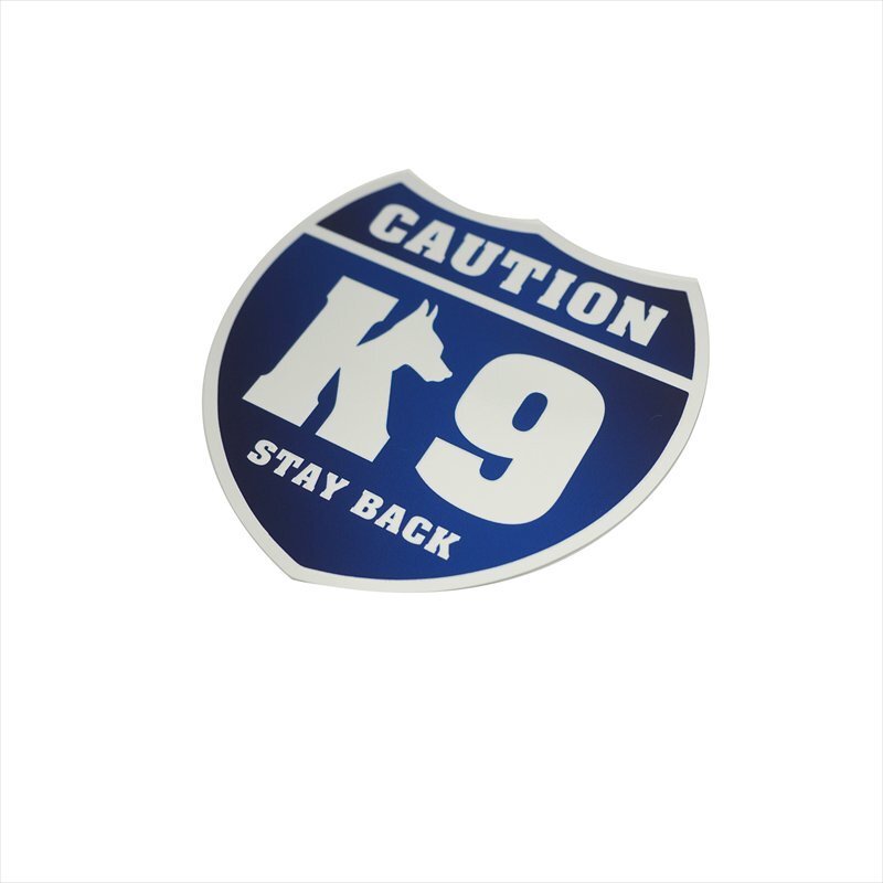 (ミラー) ちょっと面白 K9ステッカー 8cm 犬 警察 ((銀フチブルー)) アメリカン 道路標識拍卖