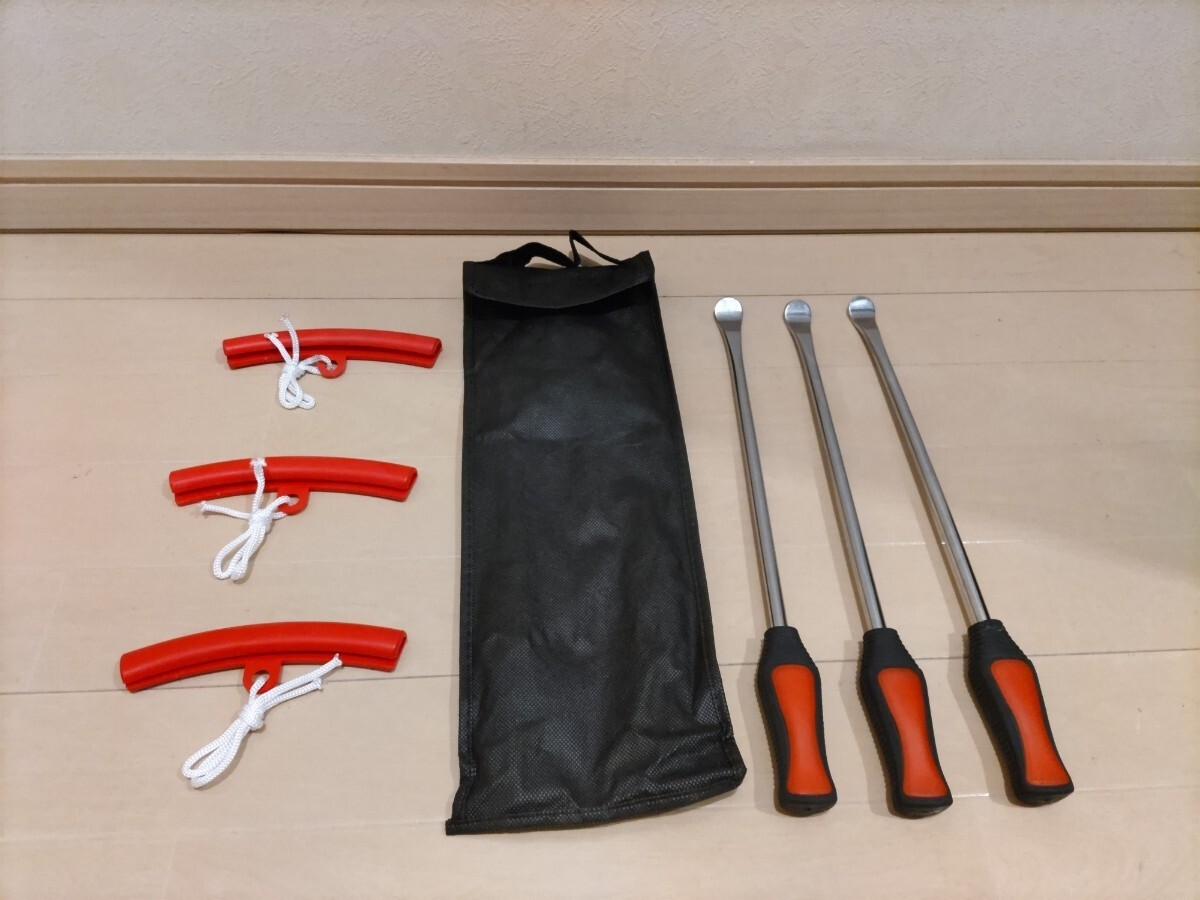 1度だけ使用! 収納袋付き!37.5CM タイヤレバー 修理セット リムプロテクター 車 バイク 自転車 タイヤ交換 パンク ホイール 便利 工具拍卖