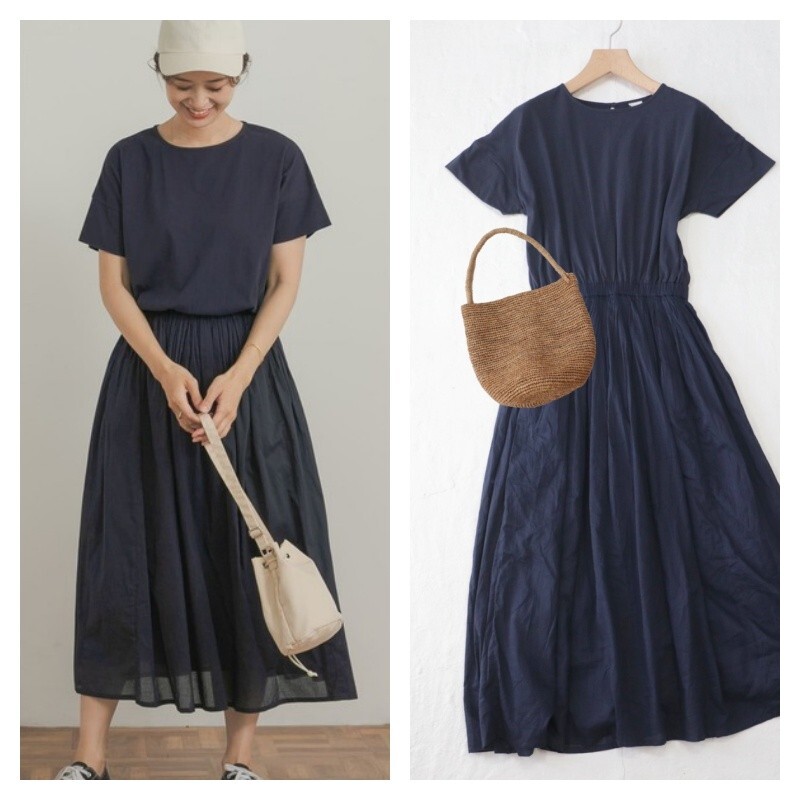 【送料無料】24ss美品* アーバン リサーチ ドアーズ|コットンボイル♪ドッキングワンピース ネイビー(URBAN RESEARCH DOORS)拍卖