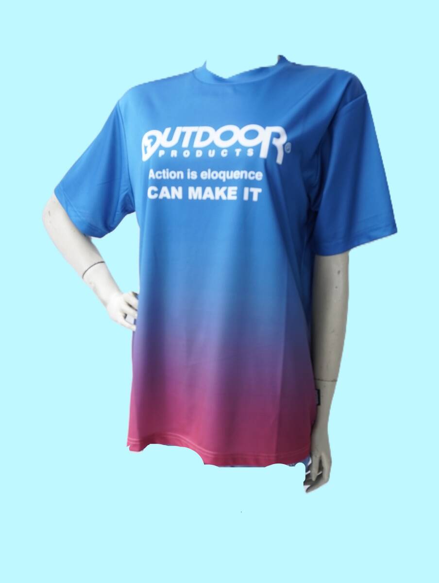 アウトドア Lサイズ ブルーピンクグラデーション 半袖Tシャツ ドライメッシュ素材: ポリエステル100% 新品 OUTDOOR拍卖