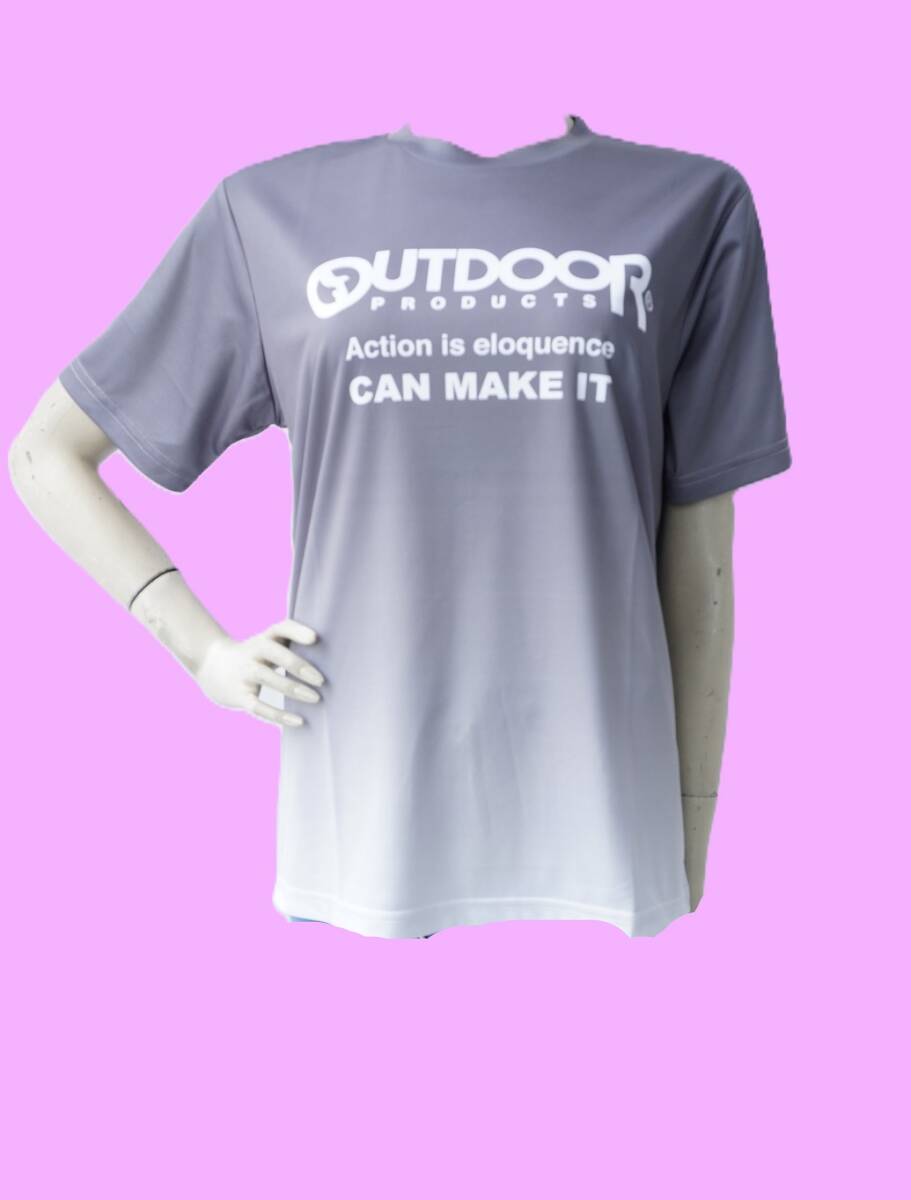 アウトドア Mサイズ グレーグラデーション 半袖Tシャツ ドライメッシュ素材: ポリエステル100% 新品 OUTDOOR拍卖