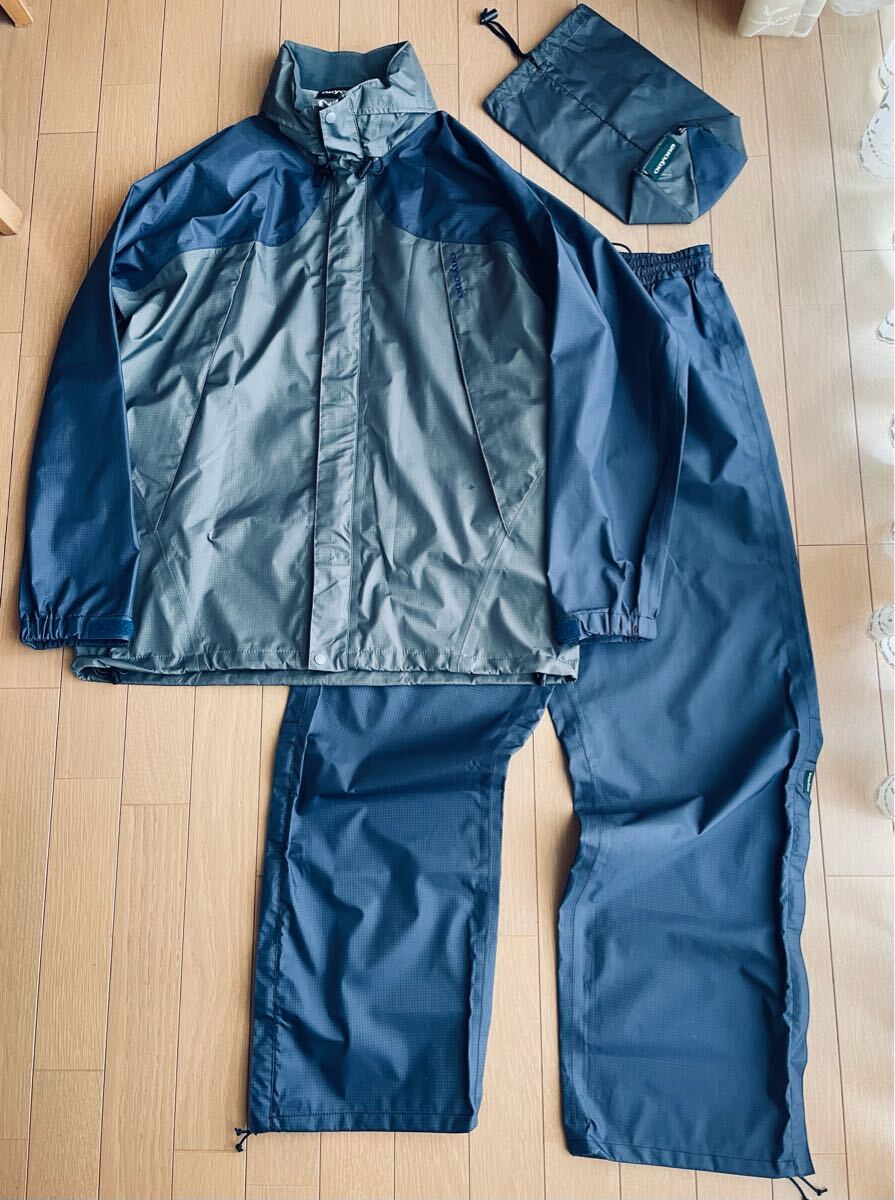 ONYONE オンヨネ BREATH TECH RAIN SUITS ブレステック レインスーツ 上下セット レインウェア 雨具 M ブルー グレー拍卖