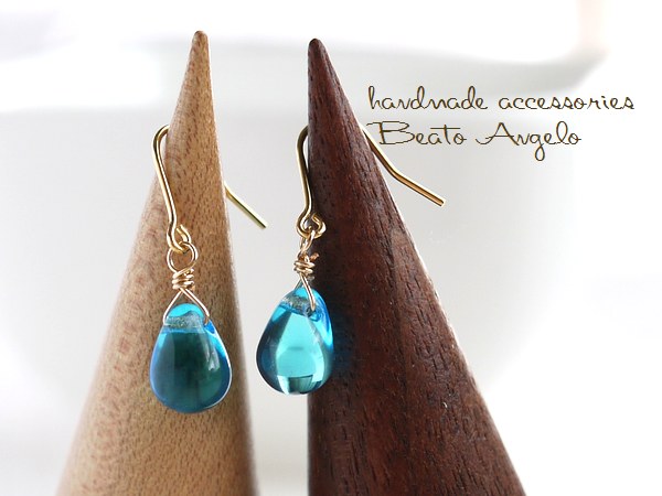 ◇◇+angelo+K14GF チェコドロップのプチピアス(p-279)アクアマリン 一粒 シンプル ライトブルー拍卖